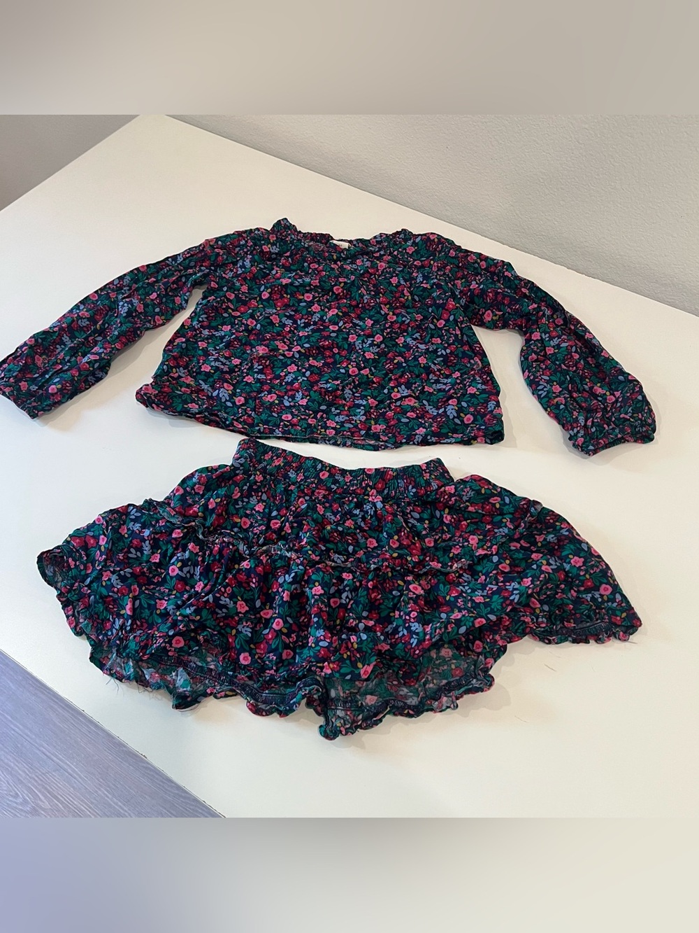 Crewcuts girls top/skirt set size 6-7 floral mini long sleeve cute party school